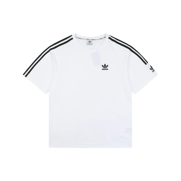 Adidas Originals 3-Stripes Shoulder T-Shirt White Front view