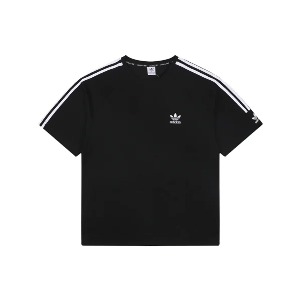 Adidas Originals 3-Stripes Shoulder T-Shirt Black Front view