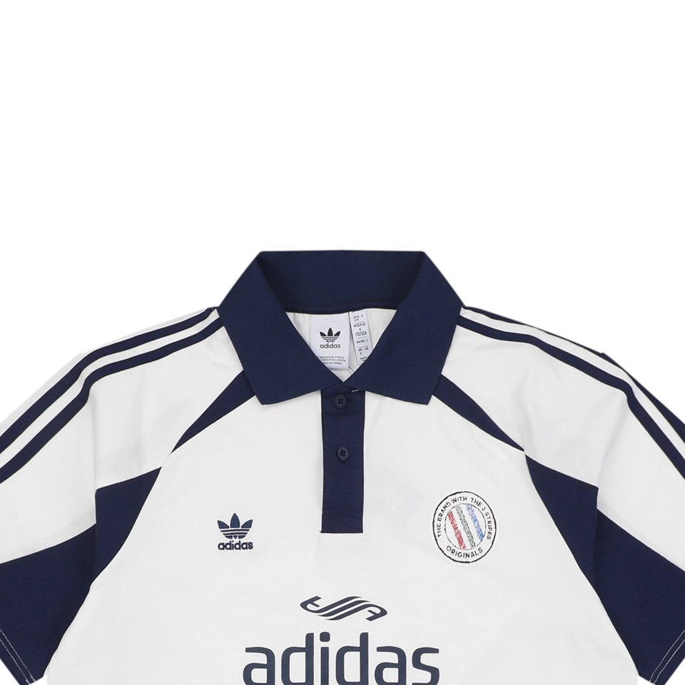Adidas White & Navy Collaborative Polo T-Shirt