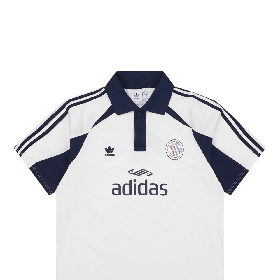 Adidas White & Navy Collaborative Polo T-Shirt