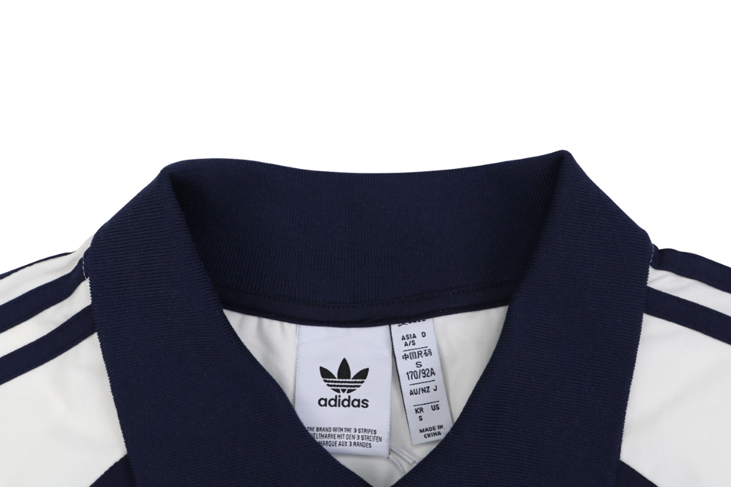 Adidas White & Navy Collaborative Polo T-Shirt Collar