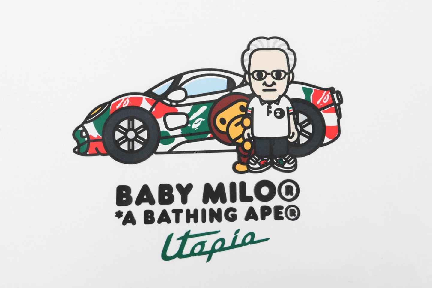 BAPE × Pagani BABY MILO Graphic T-Shirt (White/Black)