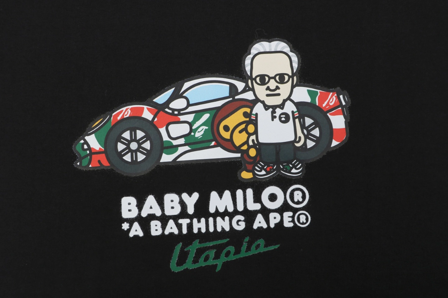 BAPE × Pagani BABY MILO Graphic T-Shirt (White/Black)