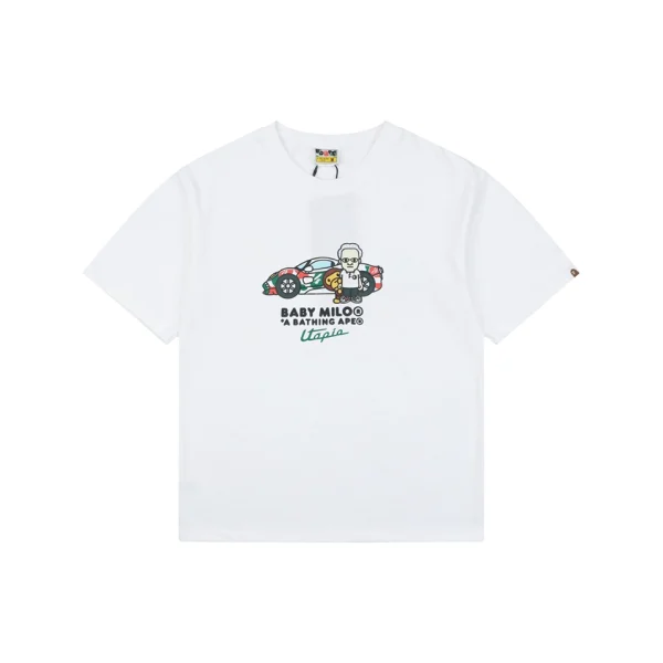 BAPE × Pagani BABY MILO Graphic T-Shirt White Front view