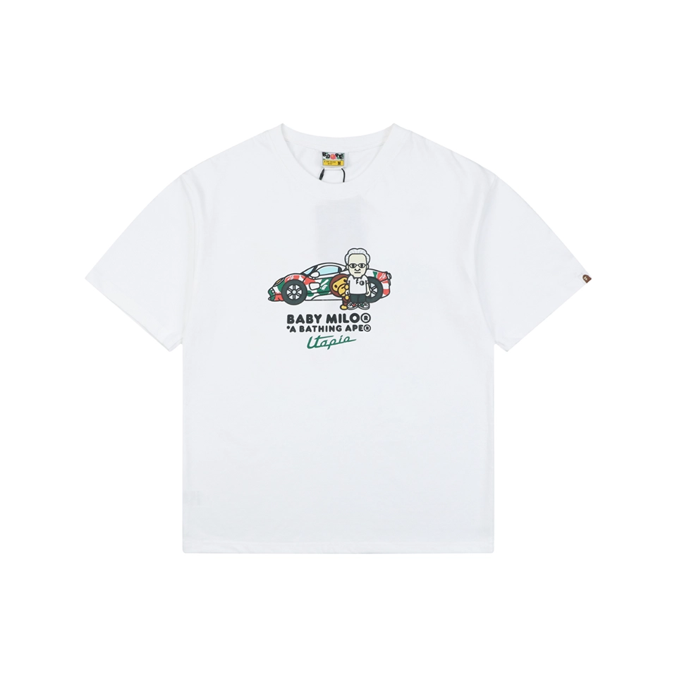 BAPE × Pagani BABY MILO Graphic T-Shirt White Front view
