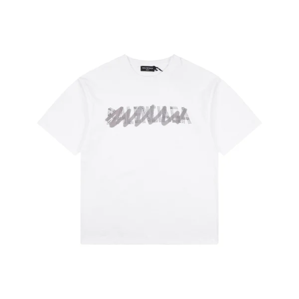 Balenciaga Graffiti Overlay Logo T-Shirt White Front view