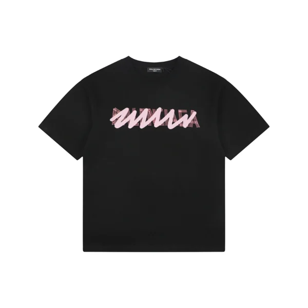 Balenciaga Graffiti Overlay Logo T-Shirt Black Front view