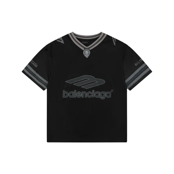 Balenciaga Woven Collar Racing Jersey T-Shirt Black Front view