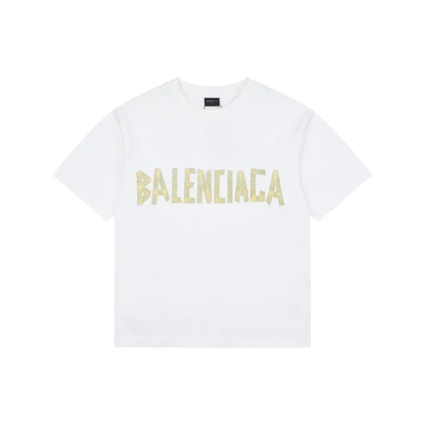 Balenciaga Yellow Tape Logo Oversized T-Shirt Front view