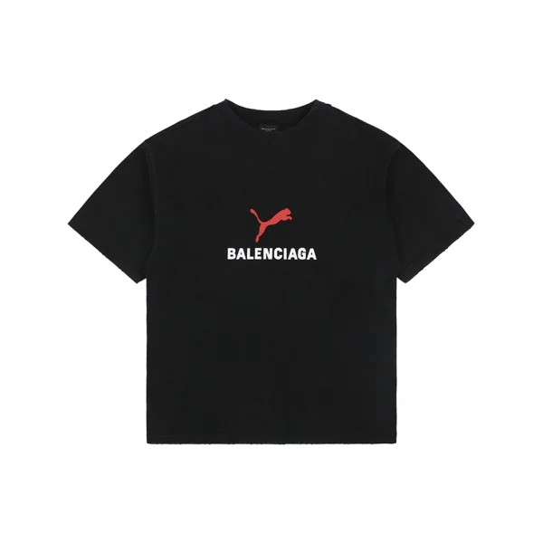 Balenciaga x Puma Logo Print T-Shirt Black Front view
