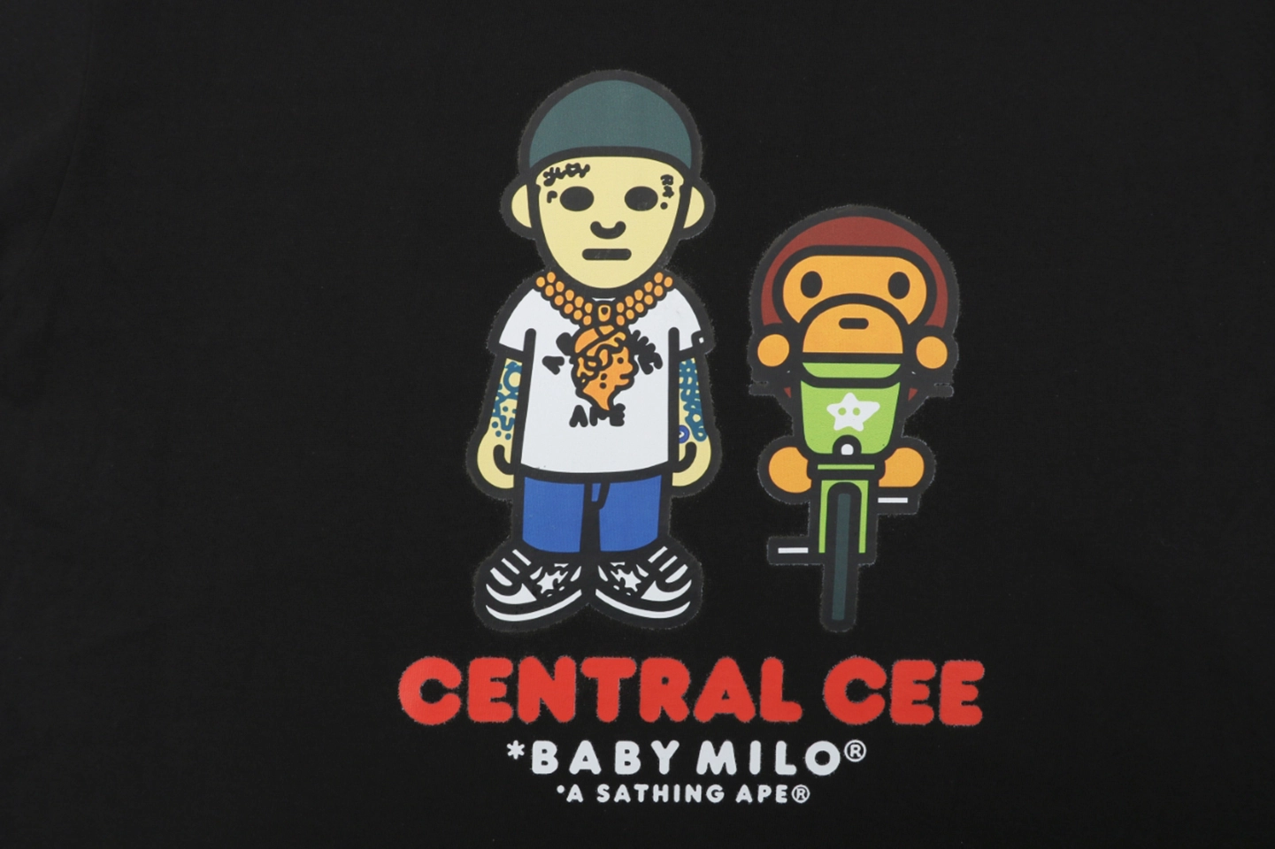 Bape × Central Cee Baby Milo Graphic T-Shirt (White/Black)