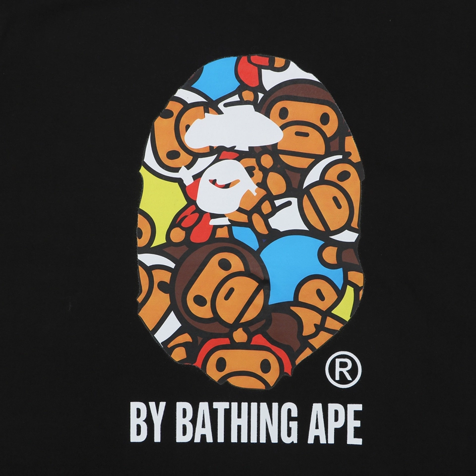 Bape Baby Milo Ape Head Graphic T-Shirt Black Front Print