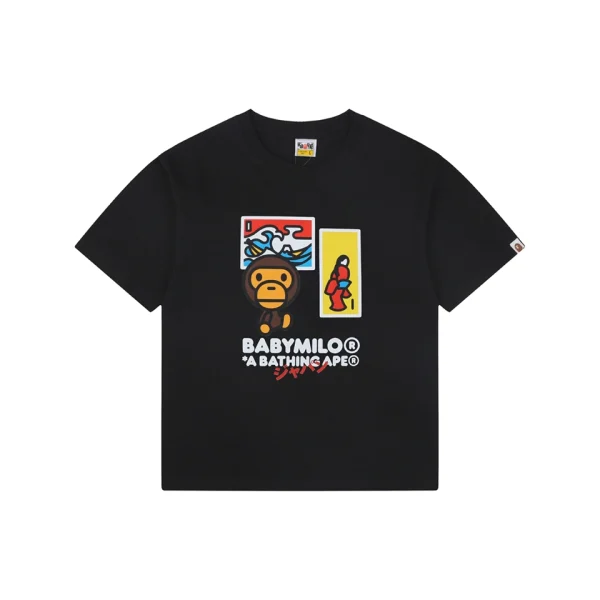 Bape Baby Milo Ukiyo-e Graphic T-Shirt Black Front view