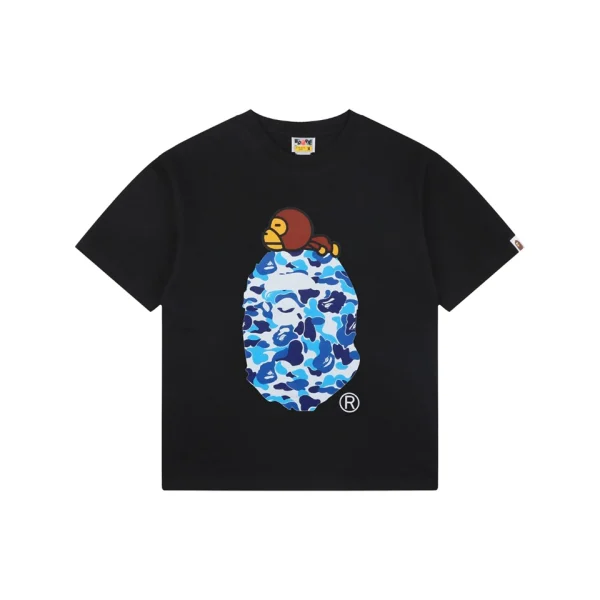Bape Blue Camo Baby Milo Graphic T-Shirt Black