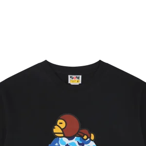 Bape Blue Camo Baby Milo Graphic T-Shirt Black