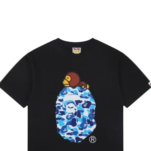 Bape Blue Camo Baby Milo Graphic T-Shirt Black