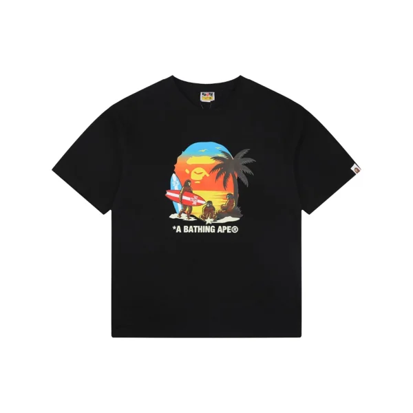 Bape Sunset Ape Head Graphic T-Shirt Black Front view