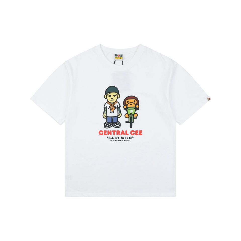 Bape × Central Cee Baby Milo Graphic T-Shirt White Front view