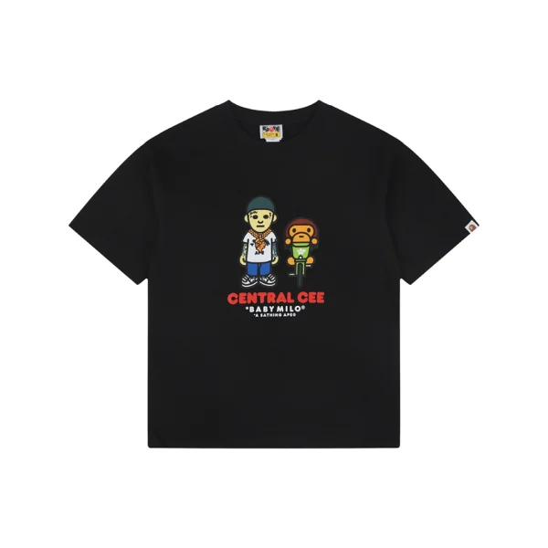 Bape × Central Cee Baby Milo Graphic T-Shirt Black Front view