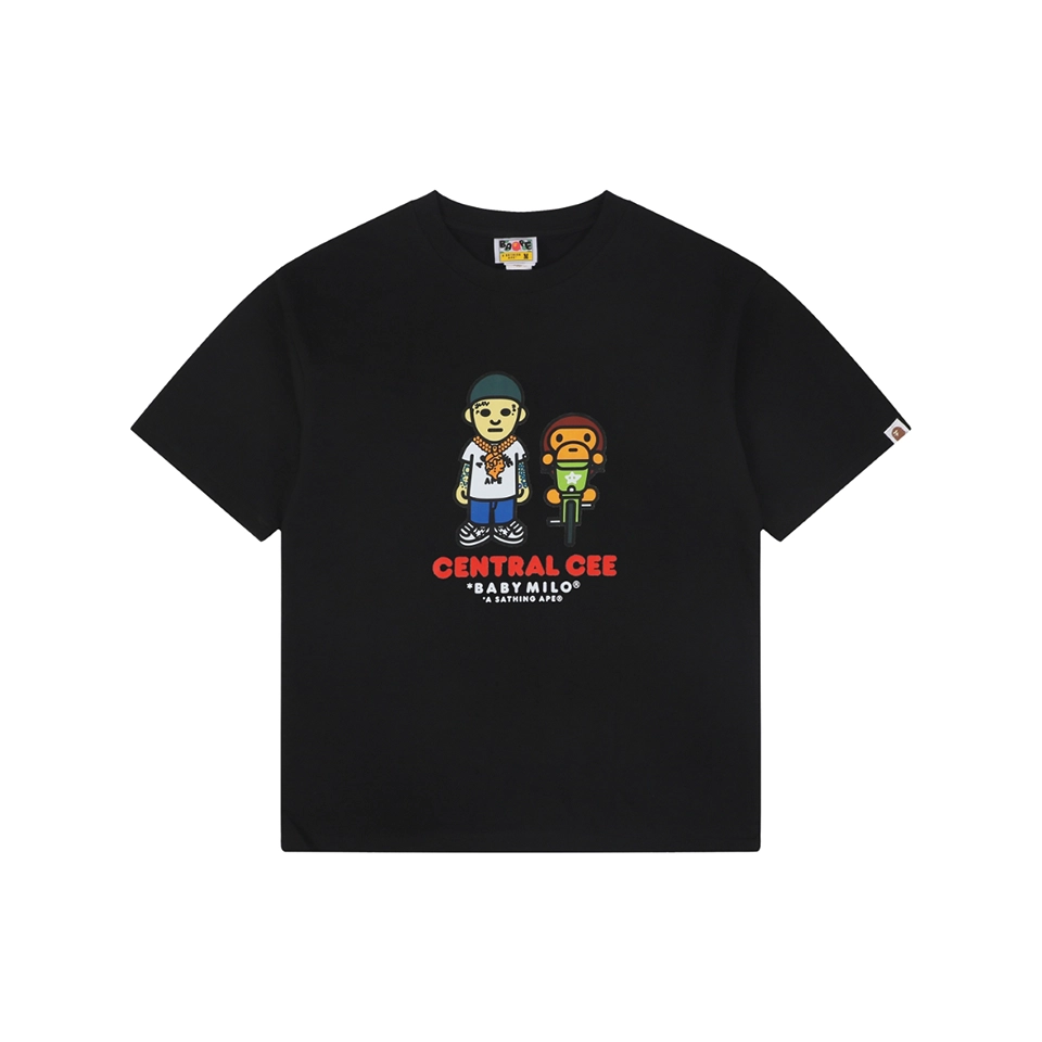 Bape × Central Cee Baby Milo Graphic T-Shirt Black Front view