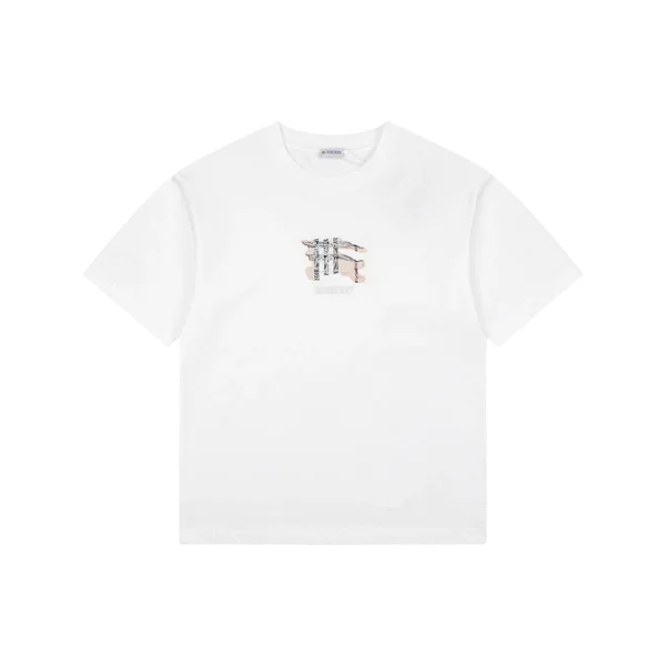 Burberry Check Equestrian Knight Appliqué Embroidered T-Shirt White Front view