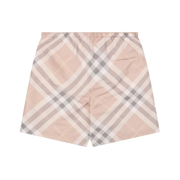 Burberry Diagonal Check Mesh-Lined Nylon Shorts Pink Back view
