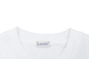 Burberry Equestrian Knight Outline Embroidered T-Shirt White Collar