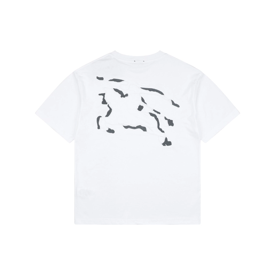 Burberry Equestrian Knight Outline Embroidered T-Shirt White Back view