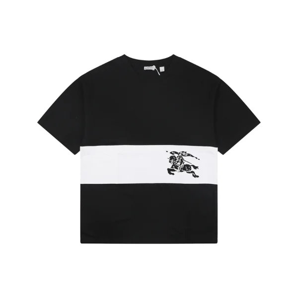 Burberry Equestrian Knight Stripe T-Shirt Black Front view