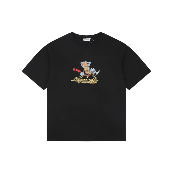 Burberry Knight Check Deck Chair Graphic T-Shirt Black Front view