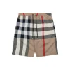 BBry Large Check Mesh-Lined Nylon Shorts (Brown/Green/Navy)