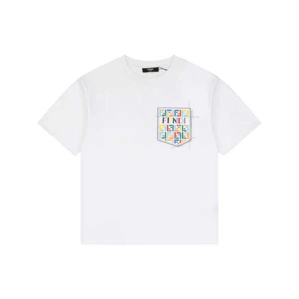 Fendi Color FF Pocket Graphic T-Shirt White Front view