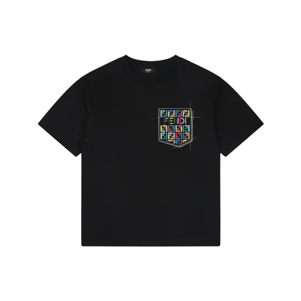 Fendi Color FF Pocket Graphic T-Shirt Black Front view