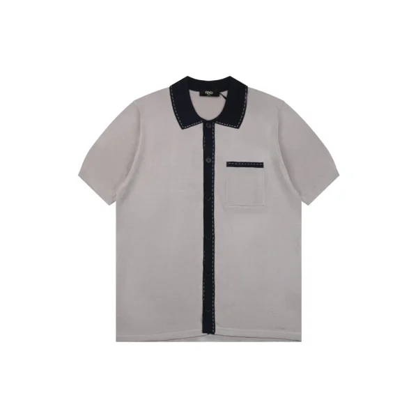 Fendi Contrast Placket Knitted T-Shirt Front view