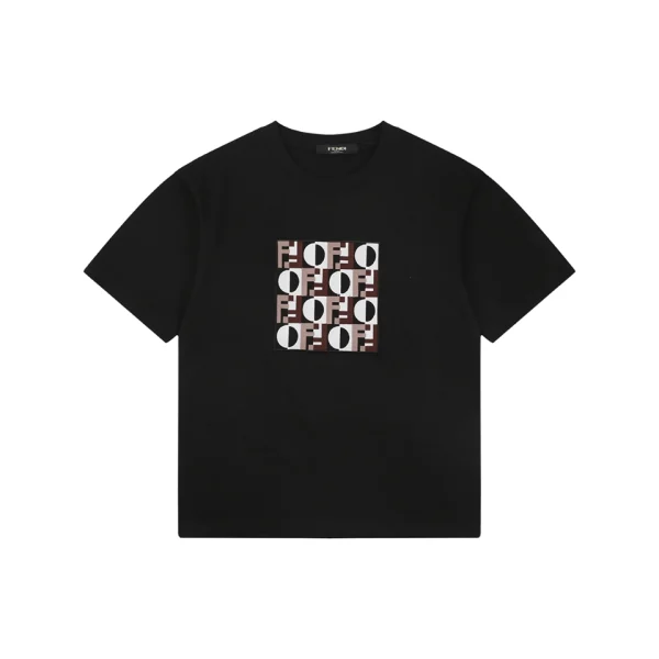 Fendi FF Matrix Embroidered T-Shirt Black Front view