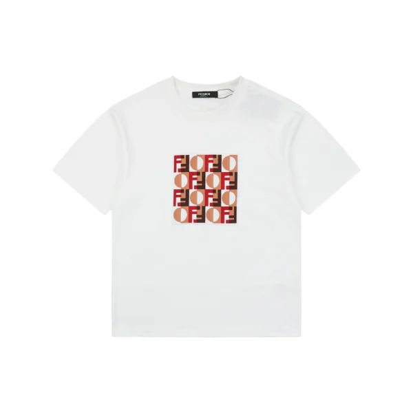 Fendi FF Matrix Embroidered T-Shirt White Front view