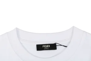 Fendi Melted Logo Embroidered T-Shirt White Collar