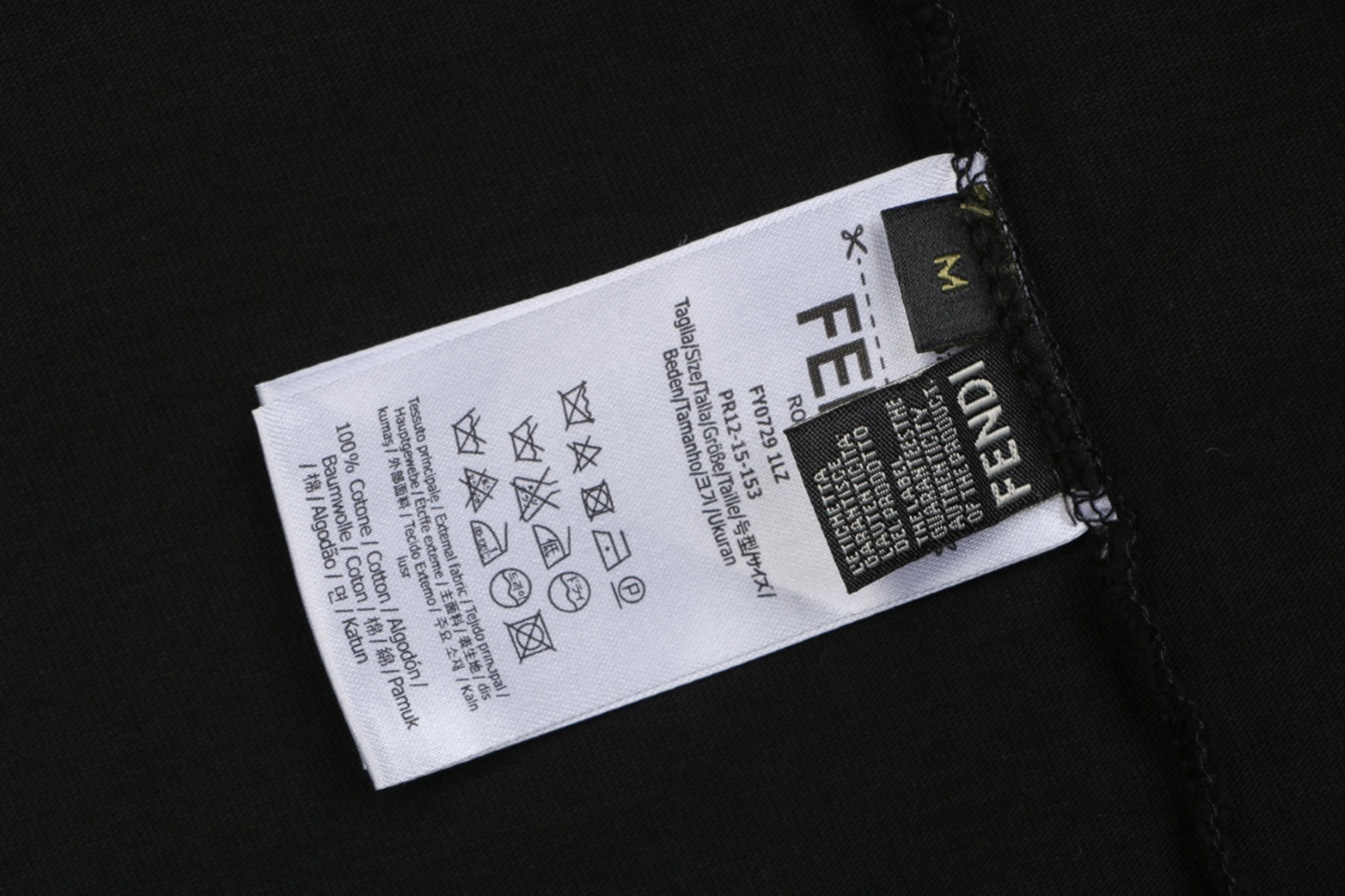 Fendi Melted Logo Embroidered T-Shirt Black Wash label
