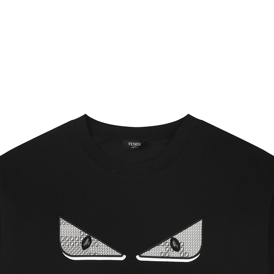 Fendi Monster Eyes Embroidered T-Shirt Black