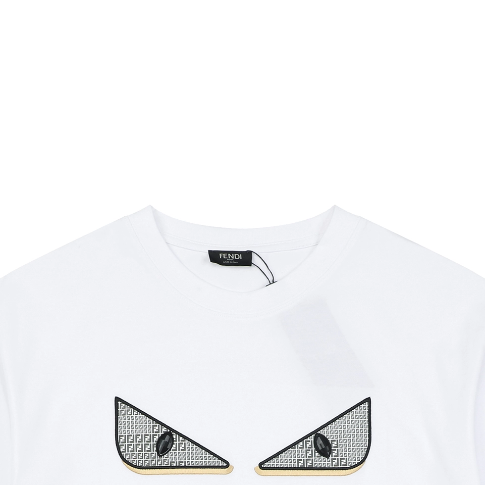 Fendi Monster Eyes Embroidered T-Shirt White