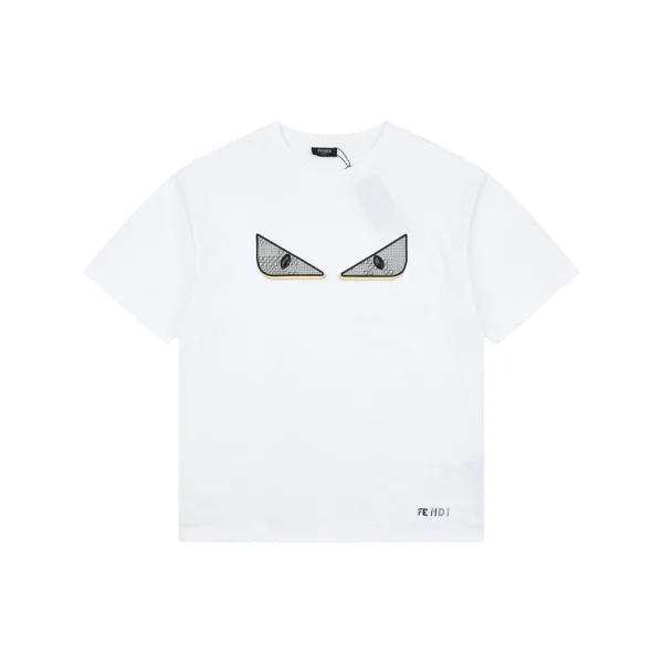 Fendi Monster Eyes Embroidered T-Shirt White Front view