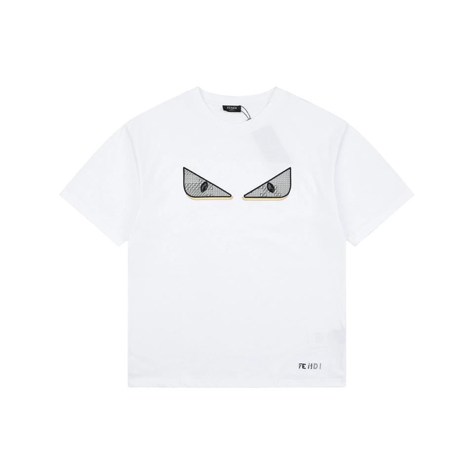 Fendi Monster Eyes Embroidered T-Shirt White Front view