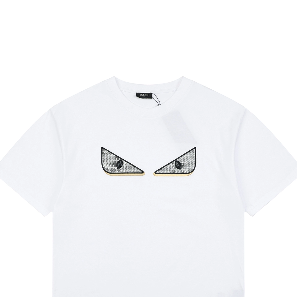 Fendi Monster Eyes Embroidered T-Shirt White