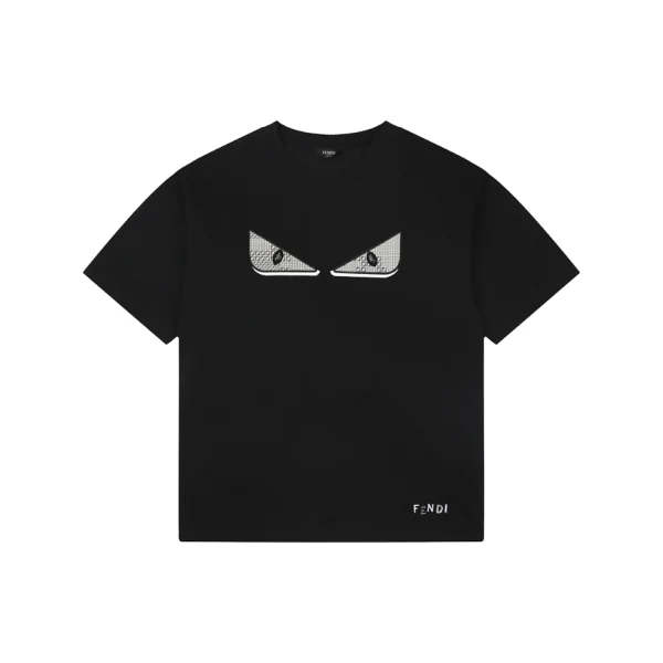 Fendi Monster Eyes Embroidered T-Shirt Black Front view