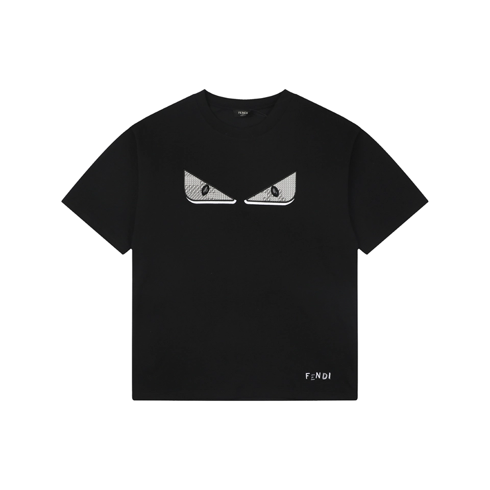 Fendi Monster Eyes Embroidered T-Shirt Black Front view
