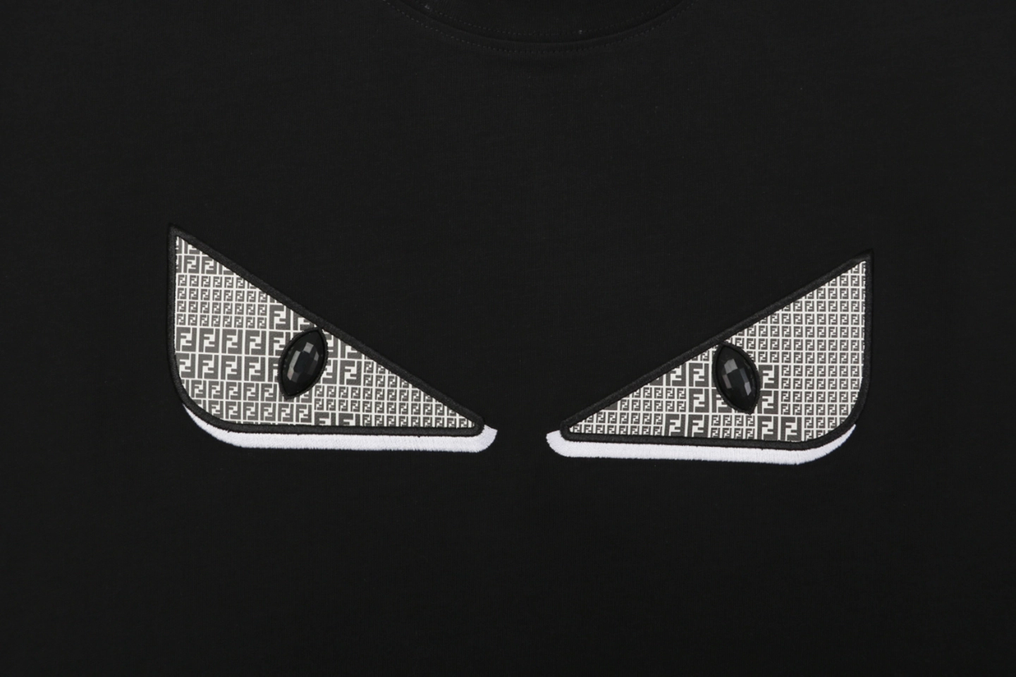 Fendi Monster Eyes Embroidered T-Shirt Black Front Print