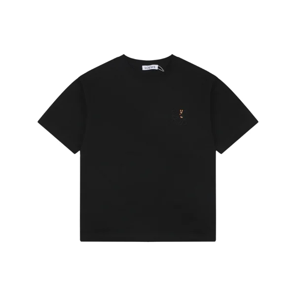 Loewe Black Cat Anagram Embroidered T-Shirt Black Front view
