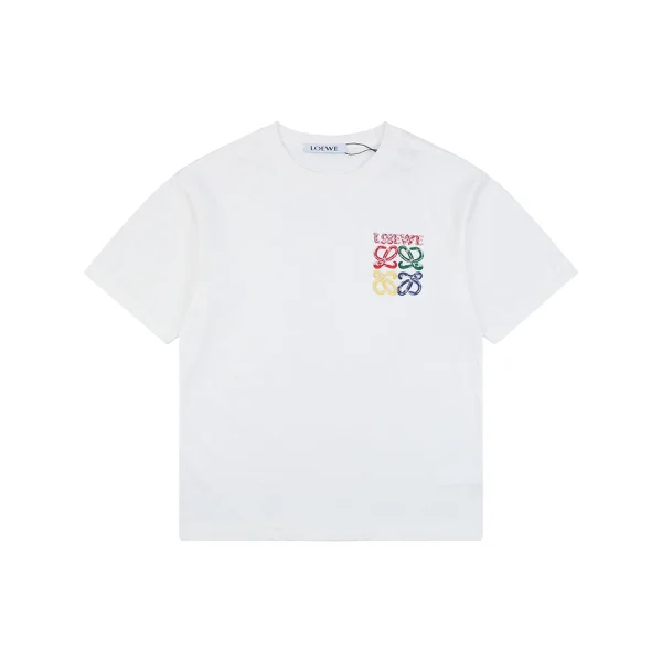 Loewe Multicolor Embroidered Anagram T-Shirt White Front view