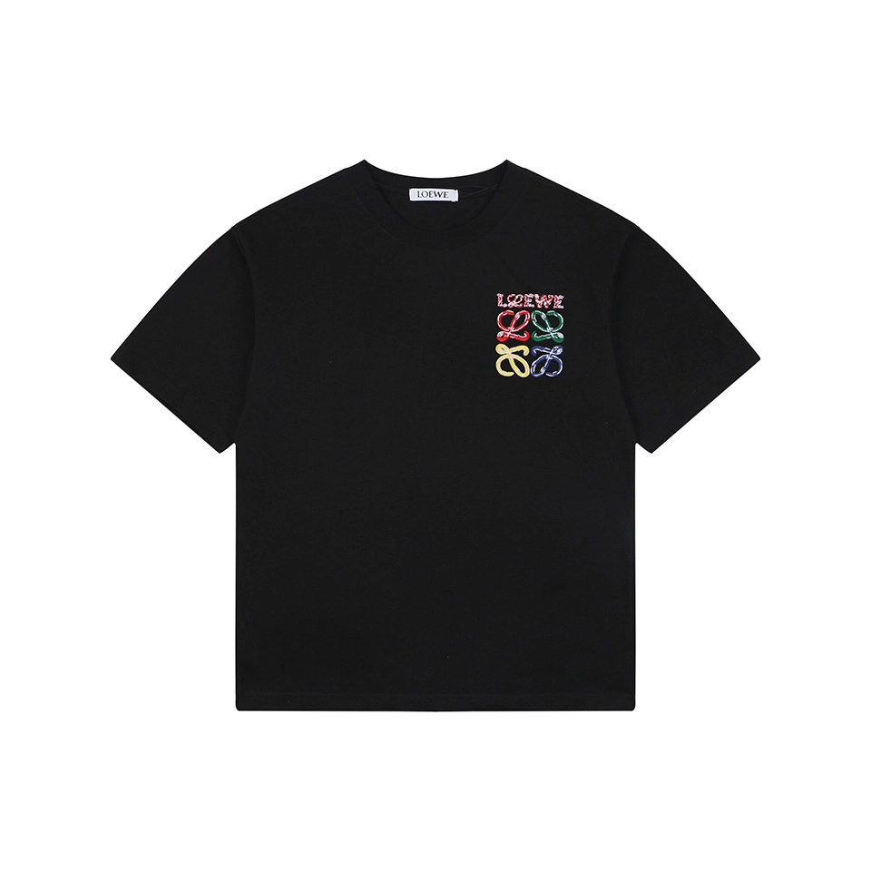 Loewe Multicolor Embroidered Anagram T-Shirt Black Front view