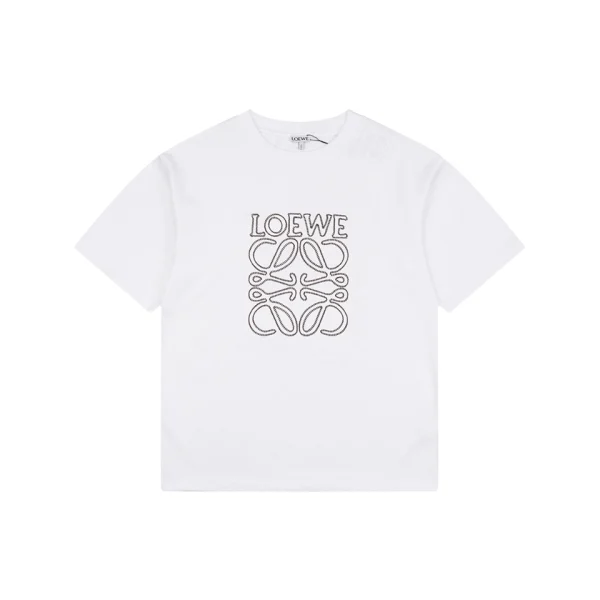 Loewe Openwork Embroidered Anagram Logo T-Shirt White Front view